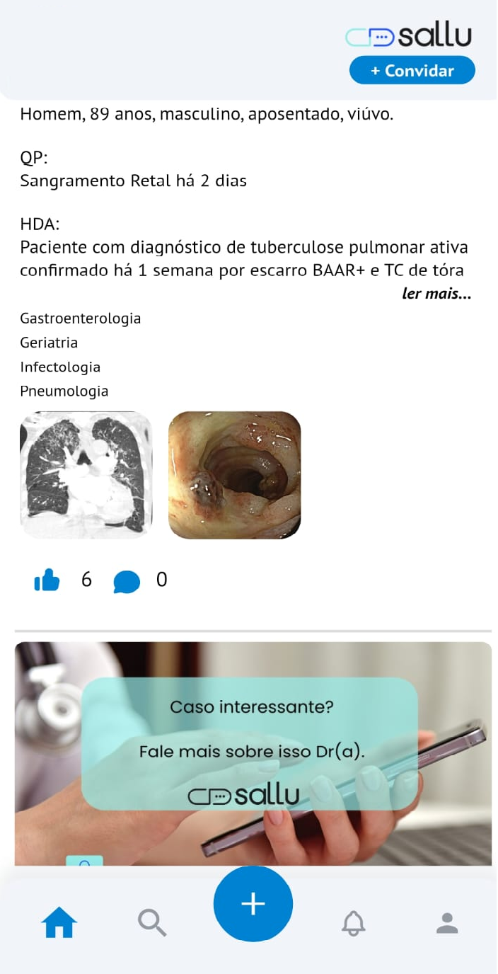 Interface do app Sallu